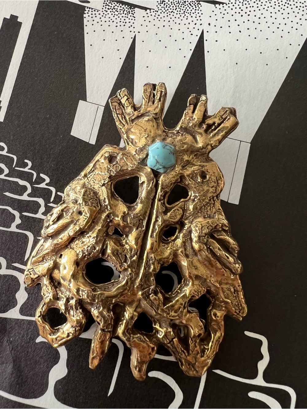Vintage Jacques Lipchitz modernist brutalist brooch Doves of Peace  Pendant - Picture 2 of 4